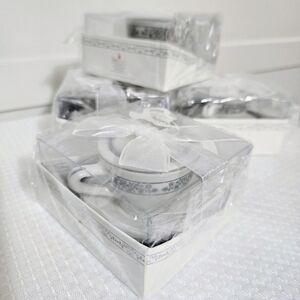 NIB Teacup Tealight Holder Thank You Candle 4set Bridal Wedding Favor Kate Aspen